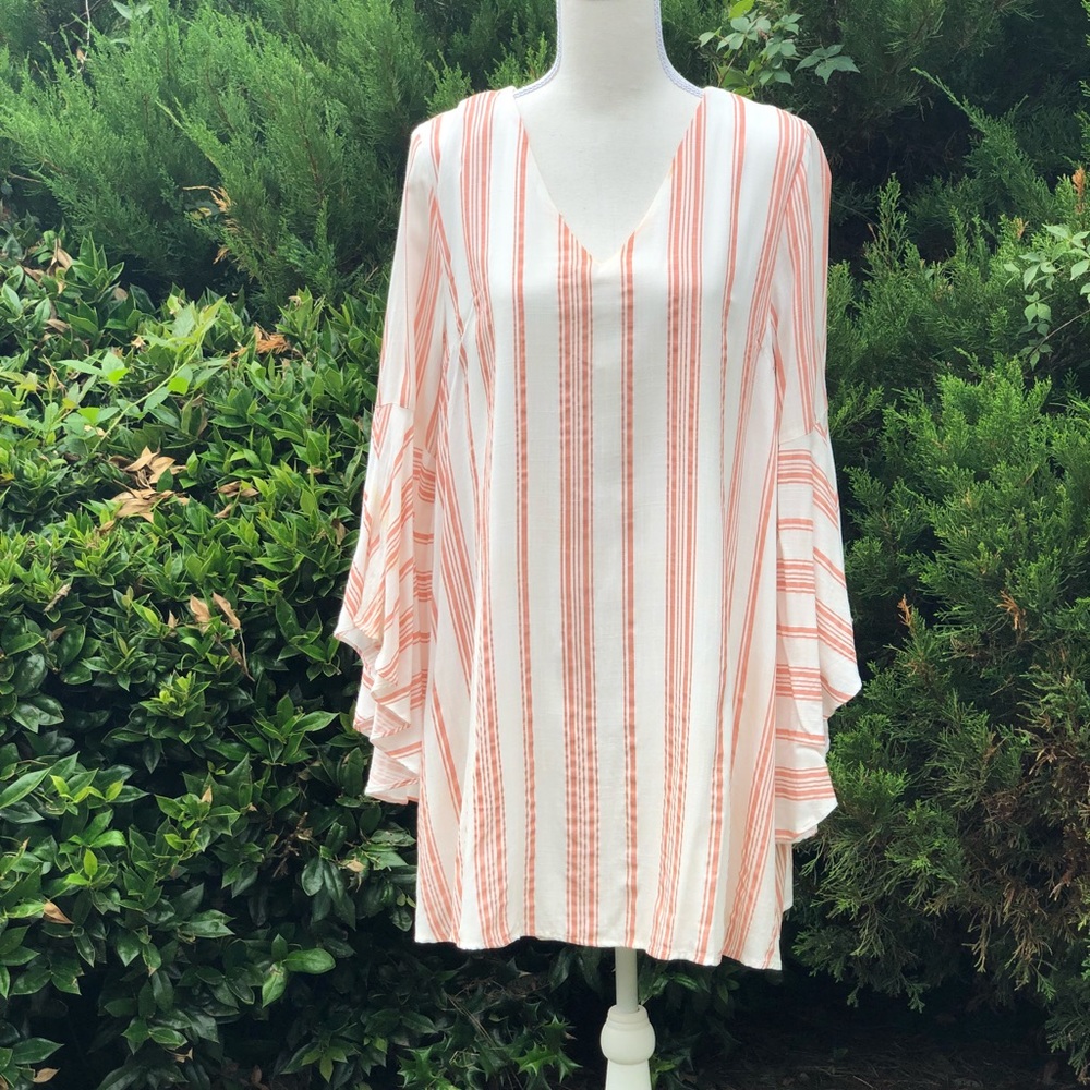 Coral and White Cotton Dress